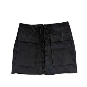 Brunette the Label Faux Suede Black Mini Skirt Women's XS